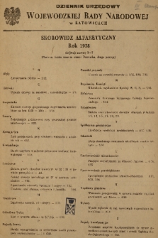 Dziennik Urzędowy Wojewódzkiej Rady Narodowej w Katowicach. 1958, skorowidz alfabetyczny