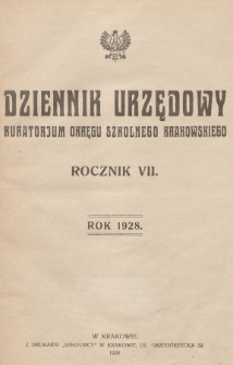 Dodatek Pedagogiczno-Dydaktyczny do Dziennika Urzędowego Kuratorjum Okręgu Szkolnego Krakowskiego. 1928, Skorowidz rzeczowy