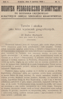 Dodatek Pedagogiczno-Dydaktyczny do Dziennika Urzędowego Kuratorjum Okręgu Szkolnego Krakowskiego. 1928, nr 5
