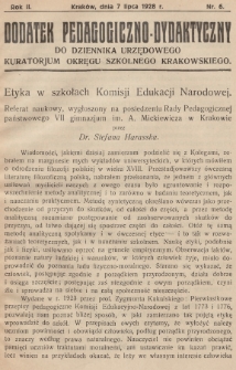 Dodatek Pedagogiczno-Dydaktyczny do Dziennika Urzędowego Kuratorjum Okręgu Szkolnego Krakowskiego. 1928, nr 6