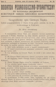 Dodatek Pedagogiczno-Dydaktyczny do Dziennika Urzędowego Kuratorjum Okręgu Szkolnego Krakowskiego. 1928, nr 10