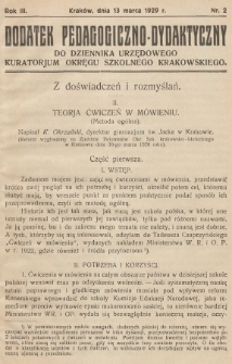 Dodatek Pedagogiczno-Dydaktyczny do Dziennika Urzędowego Kuratorjum Okręgu Szkolnego Krakowskiego. 1929, nr 2