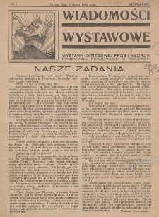 Wiadomości Wystawowe Wystawy Okręgowej Prób i Wzorów Przemysłu Krajowego w Kielcach. 1930, nr 1