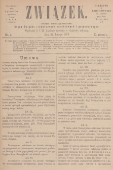 Związek : pismo dwutygodniowe : organ Związku stowarzyszeń zarobkowych i gospodarczych. R.10, 1883, nr 4