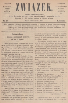 Związek : pismo dwutygodniowe : organ Związku stowarzyszeń zarobkowych i gospodarczych. R.10, 1883, nr 19