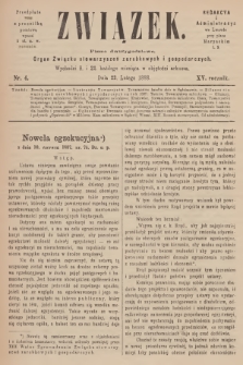 Związek : pismo dwutygodniowe : organ Związku stowarzyszeń zarobkowych i gospodarczych. R.15, 1888, nr 4