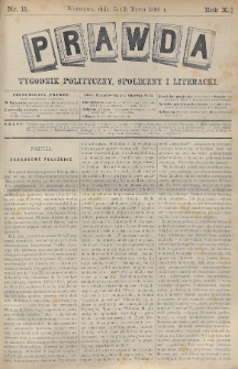 Prawda : tygodnik polityczny, społeczny i literacki. 1890, nr 11
