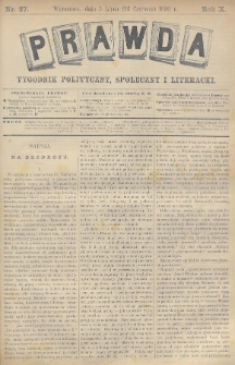 Prawda : tygodnik polityczny, społeczny i literacki. 1890, nr 27