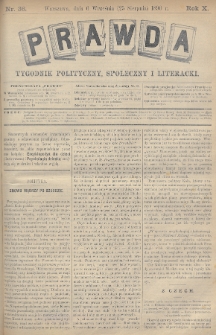 Prawda : tygodnik polityczny, społeczny i literacki. 1890, nr 36