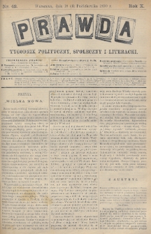 Prawda : tygodnik polityczny, społeczny i literacki. 1890, nr 42