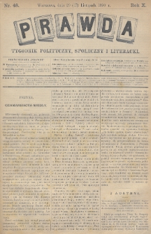 Prawda : tygodnik polityczny, społeczny i literacki. 1890, nr 48