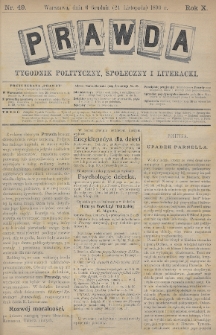 Prawda : tygodnik polityczny, społeczny i literacki. 1890, nr 49