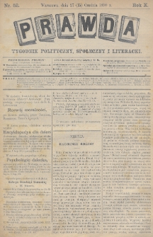 Prawda : tygodnik polityczny, społeczny i literacki. 1890, nr 52