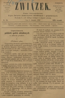 Związek : pismo dwutygodniowe : organ Związku stowarzyszeń zarobkowych i gospodarczych. R.19, 1892, nr 21