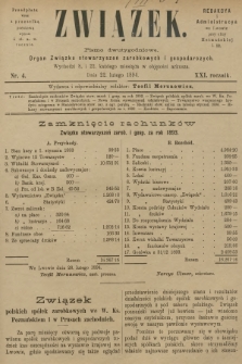 Związek : pismo dwutygodniowe : organ Związku stowarzyszeń zarobkowych i gospodarczych. R.21, 1894, nr 4