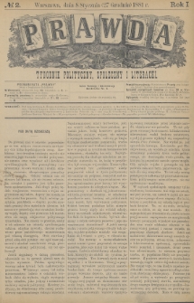 Prawda : tygodnik polityczny, społeczny i literacki. 1881, nr 2