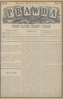 Prawda : tygodnik polityczny, społeczny i literacki. 1881, nr 13