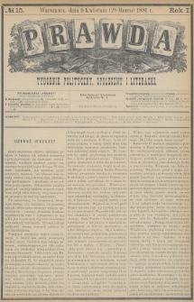 Prawda : tygodnik polityczny, społeczny i literacki. 1881, nr 15