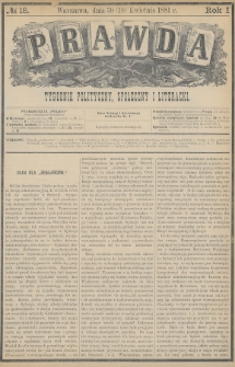 Prawda : tygodnik polityczny, społeczny i literacki. 1881, nr 18