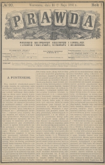 Prawda : tygodnik polityczny, społeczny i literacki. 1881, nr 20