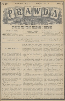 Prawda : tygodnik polityczny, społeczny i literacki. 1881, nr 35