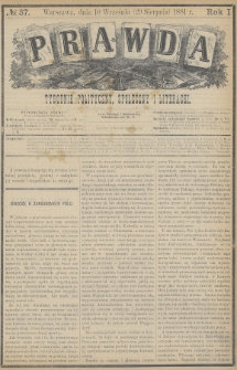 Prawda : tygodnik polityczny, społeczny i literacki. 1881, nr 37