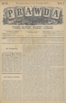 Prawda : tygodnik polityczny, społeczny i literacki. 1881, nr 39