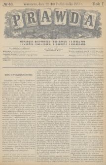 Prawda : tygodnik polityczny, społeczny i literacki. 1881, nr 43