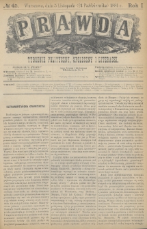 Prawda : tygodnik polityczny, społeczny i literacki. 1881, nr 45