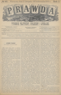 Prawda : tygodnik polityczny, społeczny i literacki. 1881, nr 46