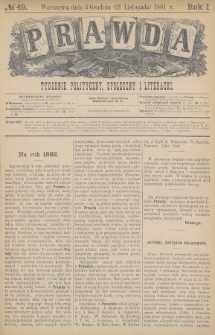 Prawda : tygodnik polityczny, społeczny i literacki. 1881, nr 49