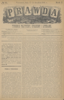 Prawda : tygodnik polityczny, społeczny i literacki. 1881, nr 51
