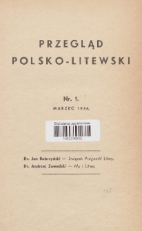 Przegląd Polsko-Litewski. 1934, nr 1