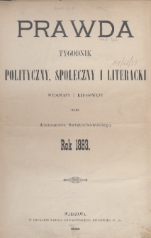 Prawda : tygodnik polityczny, społeczny i literacki. 1893, Spis rzeczy