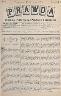 Prawda : tygodnik polityczny, społeczny i literacki. 1893, nr 4