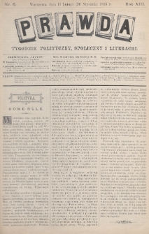 Prawda : tygodnik polityczny, społeczny i literacki. 1893, nr 6