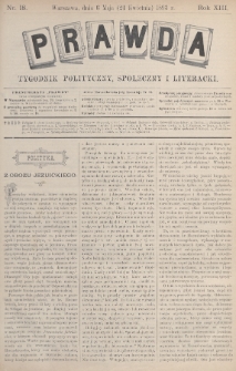 Prawda : tygodnik polityczny, społeczny i literacki. 1893, nr 18