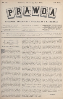 Prawda : tygodnik polityczny, społeczny i literacki. 1893, nr 20