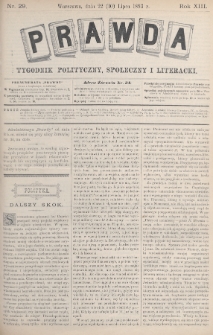 Prawda : tygodnik polityczny, społeczny i literacki. 1893, nr 29