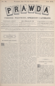 Prawda : tygodnik polityczny, społeczny i literacki. 1893, nr 34