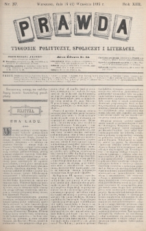 Prawda : tygodnik polityczny, społeczny i literacki. 1893, nr 37