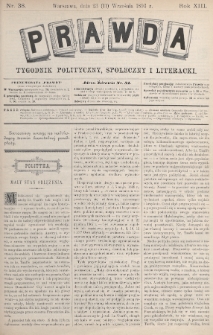 Prawda : tygodnik polityczny, społeczny i literacki. 1893, nr 38