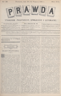 Prawda : tygodnik polityczny, społeczny i literacki. 1893, nr 39