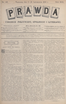 Prawda : tygodnik polityczny, społeczny i literacki. 1893, nr 42