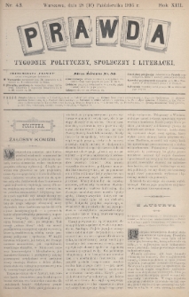 Prawda : tygodnik polityczny, społeczny i literacki. 1893, nr 43