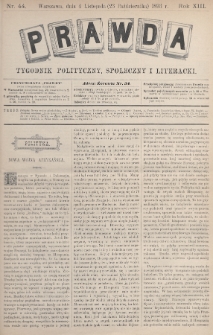 Prawda : tygodnik polityczny, społeczny i literacki. 1893, nr 44