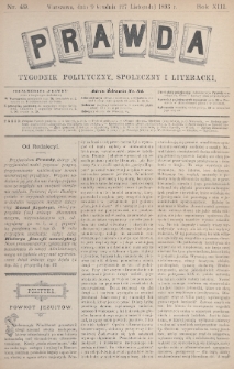 Prawda : tygodnik polityczny, społeczny i literacki. 1893, nr 49