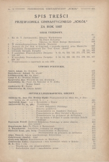Przewodnik Gimnastyczny „Sokół”. R.54 (1937), Spis treści