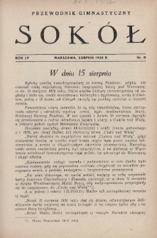 Przewodnik Gimnastyczny „Sokół” : organ Związku Towarzystw Gimnastycznych „Sokół” w Polsce. R.55 (1938), nr 8