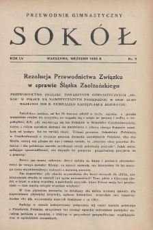 Przewodnik Gimnastyczny „Sokół” : organ Związku Towarzystw Gimnastycznych „Sokół” w Polsce. R.55 (1938), nr 9